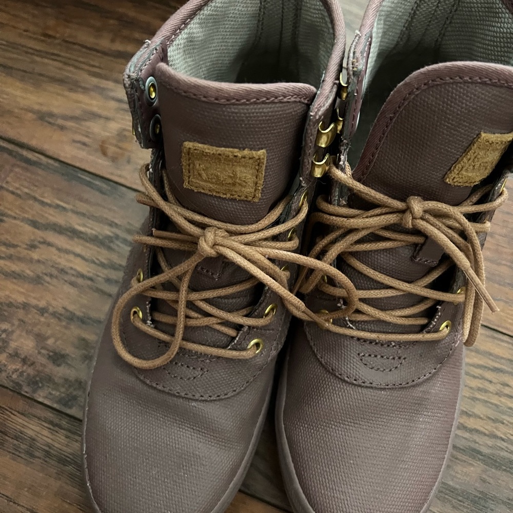 Blush pink/taupe colored Keds boots